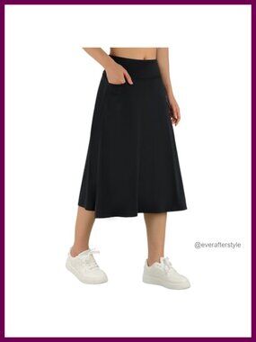 Women Long Skorts with Pockets 28in Midi Athletic Skirt